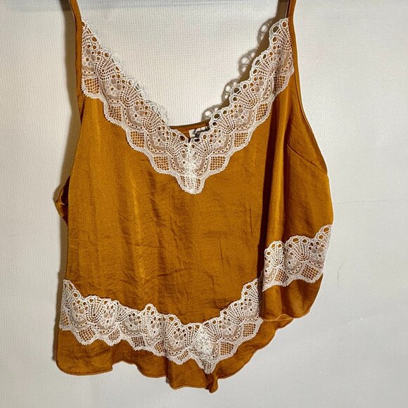 Free People Intimately Your Eyes Cami Mustard Yellow Gold Tank Medium - Picture 1 of 6